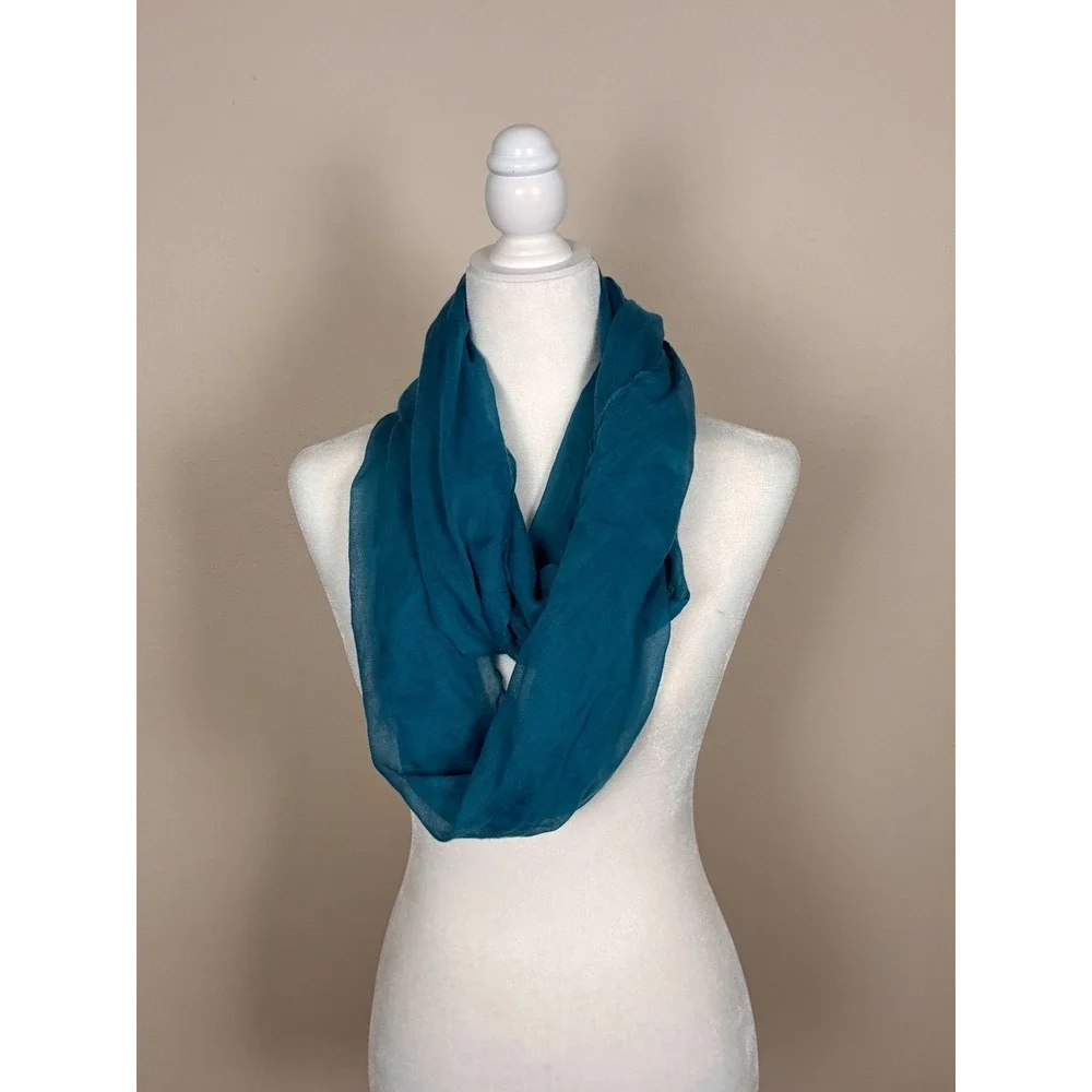 Womens Teal Blue Sheer Lightweight Gauze Infinity Loop Scarf One Size FGA14156B